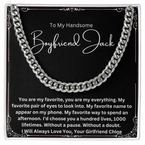 Personalisierte Kubanische Gliederkette für BF am Geburtstag, Jahrestag, Weihnachten, Valentinstag. Ich liebe Dich Geschenkidee für meinen besonderen Mann, Freund