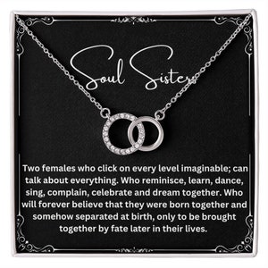 Personalisiertes Soul Sisters Versprechen Halskette Geschenk mit bedeutungsvoller Botschaftskarte am Geburtstag, Valentinstag. Denken Sie an Sie Geschenk für Besties