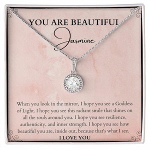 You Are Beautiful 925 Sterling Zilveren Ketting | Dagelijkse Affirmatie Ketting | Inspirerende geschenken voor haar, verjaardag, jubileum, kerstmis