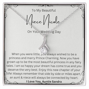 Personalizzato per mio nipote Ciondolo regalo dalla zia il giorno del matrimonio. Regalo di nozze personalizzato unico per mia nipote con biglietto di messaggio dalla zia