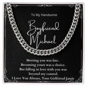Personalisierte kubanische Gliederkette für hübschen Freund am Geburtstag, Jahrestag, Weihnachten, Valentinstag. Einzigartige Geschenkidee für meine besondere BF, Mann