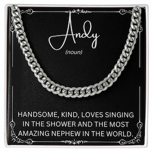 Personalisierte erstaunlichste Neffe Kubanische Kette Geschenke zum Geburtstag von Onkel und Tante, An meinen Neffen Geschenk von Tante. Sentimentales Neffe Geschenk.