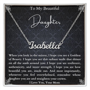 Personalized Necklace Gift for My Beautiful Daughter. From Mom to Daughter. Mother Daughter Unique Gifts on Birthday, Graduation, Christmas