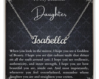 Personalized Necklace Gift for My Beautiful Daughter. From Mom to Daughter. Mother Daughter Unique Gifts on Birthday, Graduation, Christmas