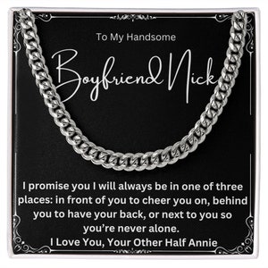Personalisierte Kubanische Gliederkette für BF am Geburtstag, Jahrestag, Weihnachten, Valentinstag. Personalisierte Geschenkidee für meinen Mann, Freund