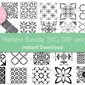 Vinyl Tegel Patroon Bundel, Cement Stencil Patio Tegel Bundel SVG, DXF en AI, Tegels Design svg, keuken tegels, cricut / silhouet gesneden bestanden