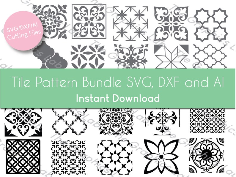 Vinyl Tile Pattern Bundle, Cement Stencil Patio Tile Bundle SVG, DXF ...