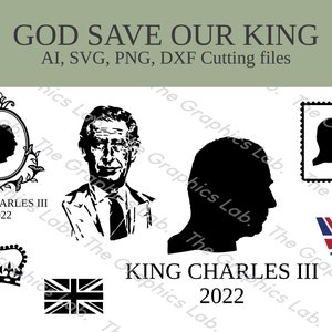King Charles SVG, King Charles III ai, dxf, svg, png. Taglio di file per Cricut e Silhouette. King Charles Vector, King Charles Clip art