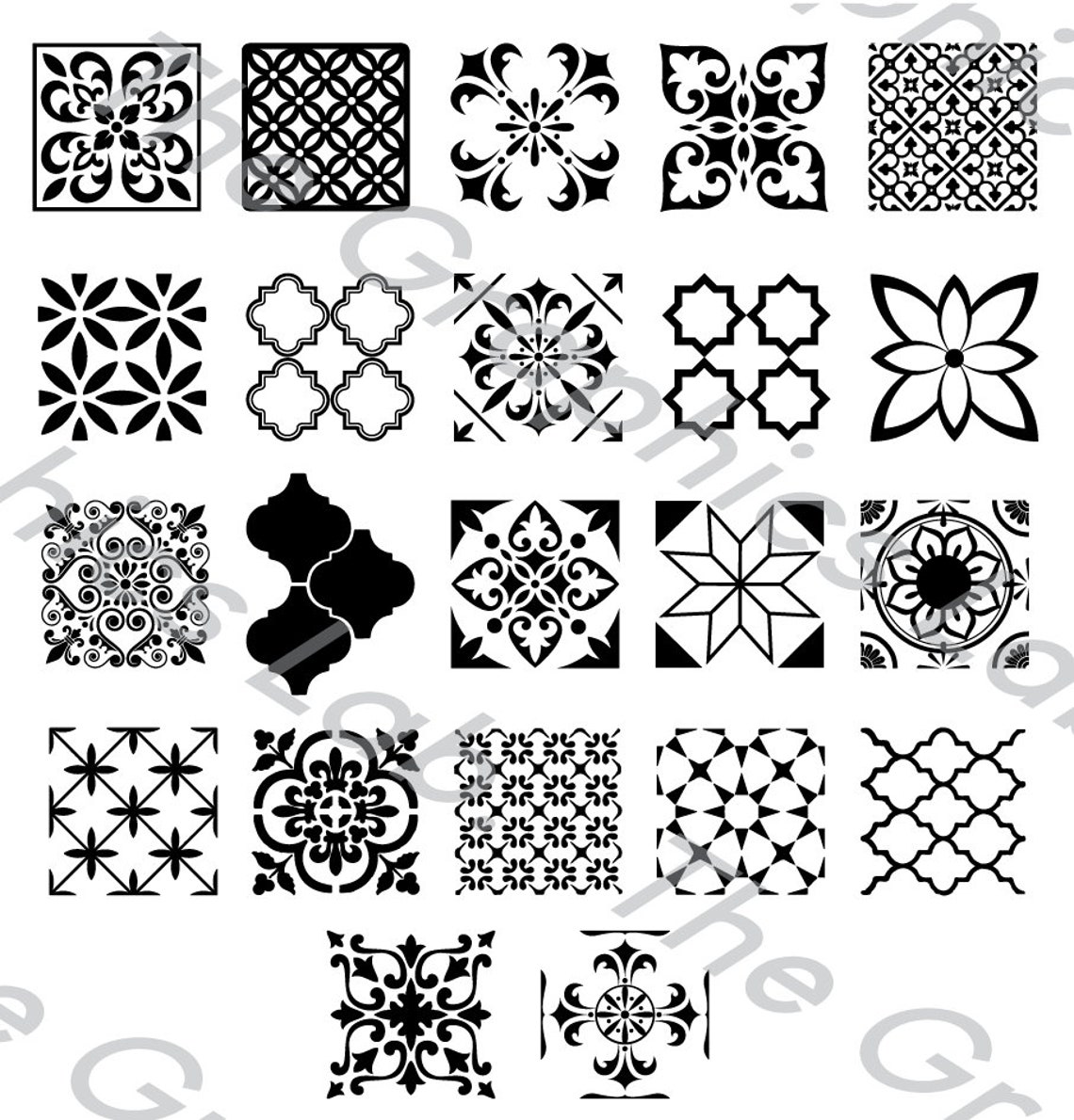 Vinyl Tile Pattern Bundle Cement Stencil Patio Tile Bundle Etsy