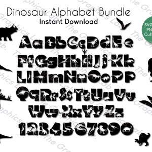 Dinosaur Font SVG, Dinosaur Alphabet SVG, Dinosaur SVG cut files for cricut /silhouette. Dinosaur Letters, Dinosaur Birthday clipart, Vector