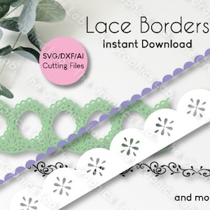 Lace Border SVG Bundle , Seamless , Pattern / Circut and Silhouette / DXF, SVG and ai Vector Clip art