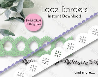 Lace Border SVG Bundle , Seamless , Pattern / Circut and Silhouette / DXF, SVG and ai Vector Clip art
