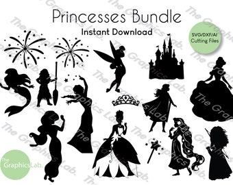 Princess Clipart Bundle / Princess SVG / Princess Vector cut files for Cricut and Silhouette
