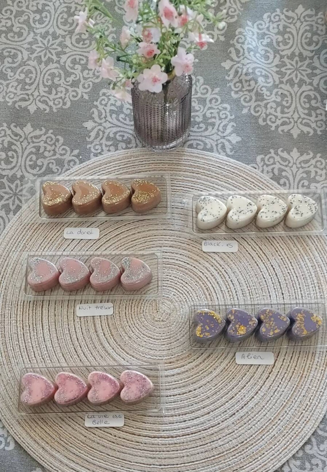 Fondant parfumé tablette de 4 cœur parfum grande marque Etsy France