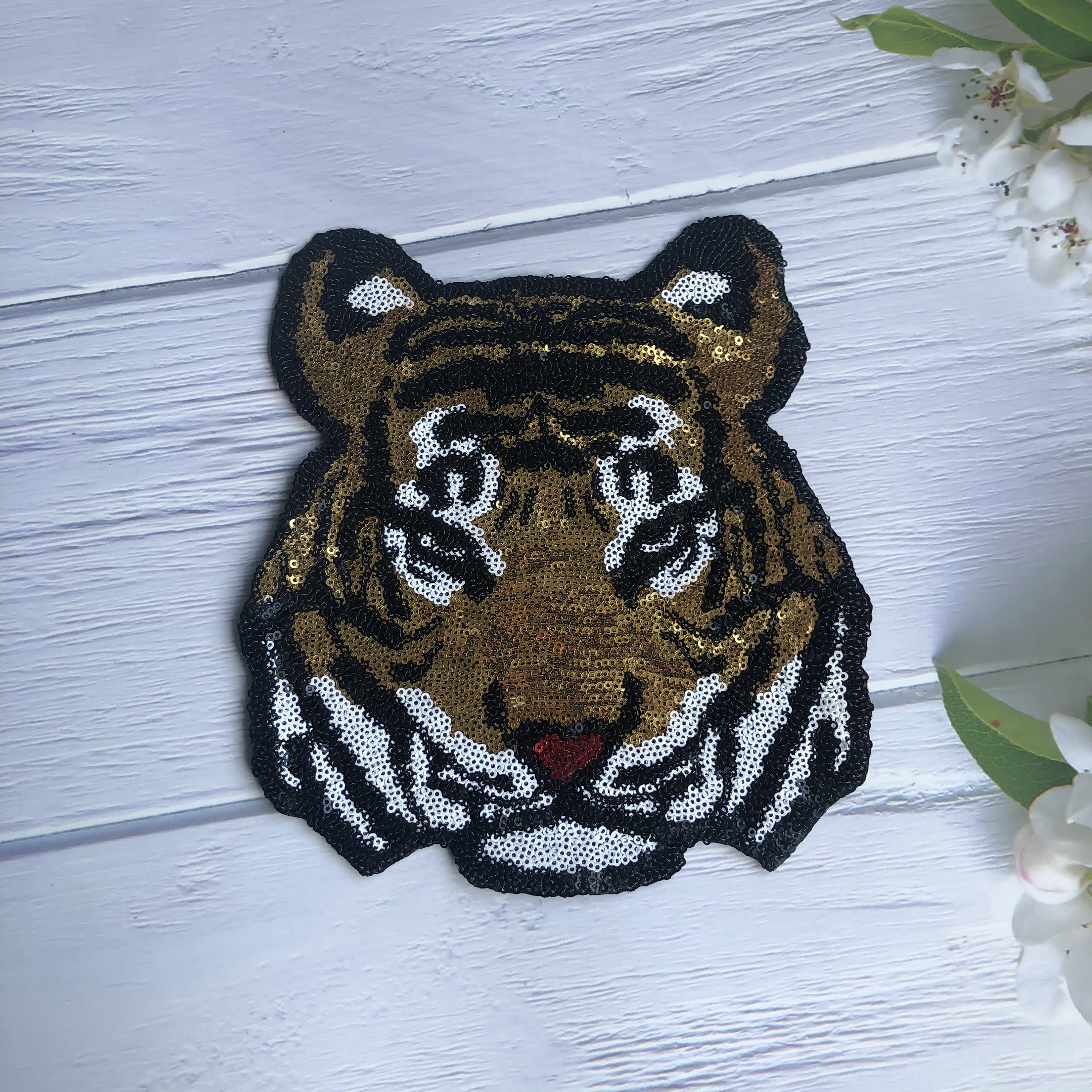 Large Iron on Patches for Jackets Large Blue Tiger Patch 