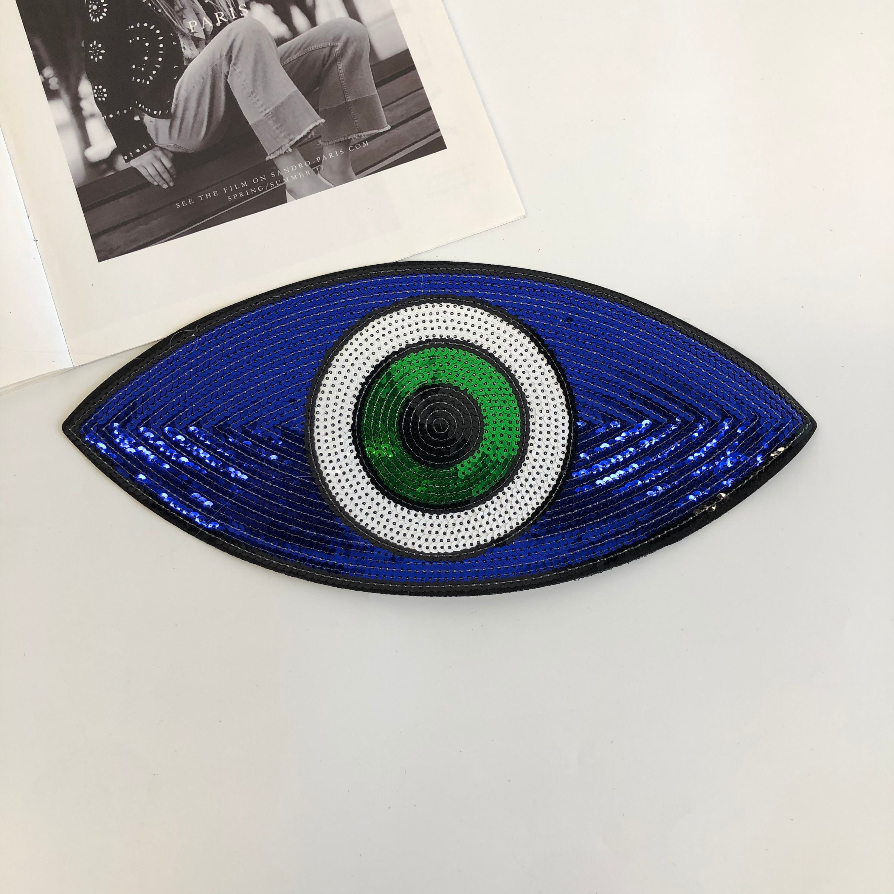 Large Iris Evil Eye Nazar Charm Multi-Color Embroidered Iron-On