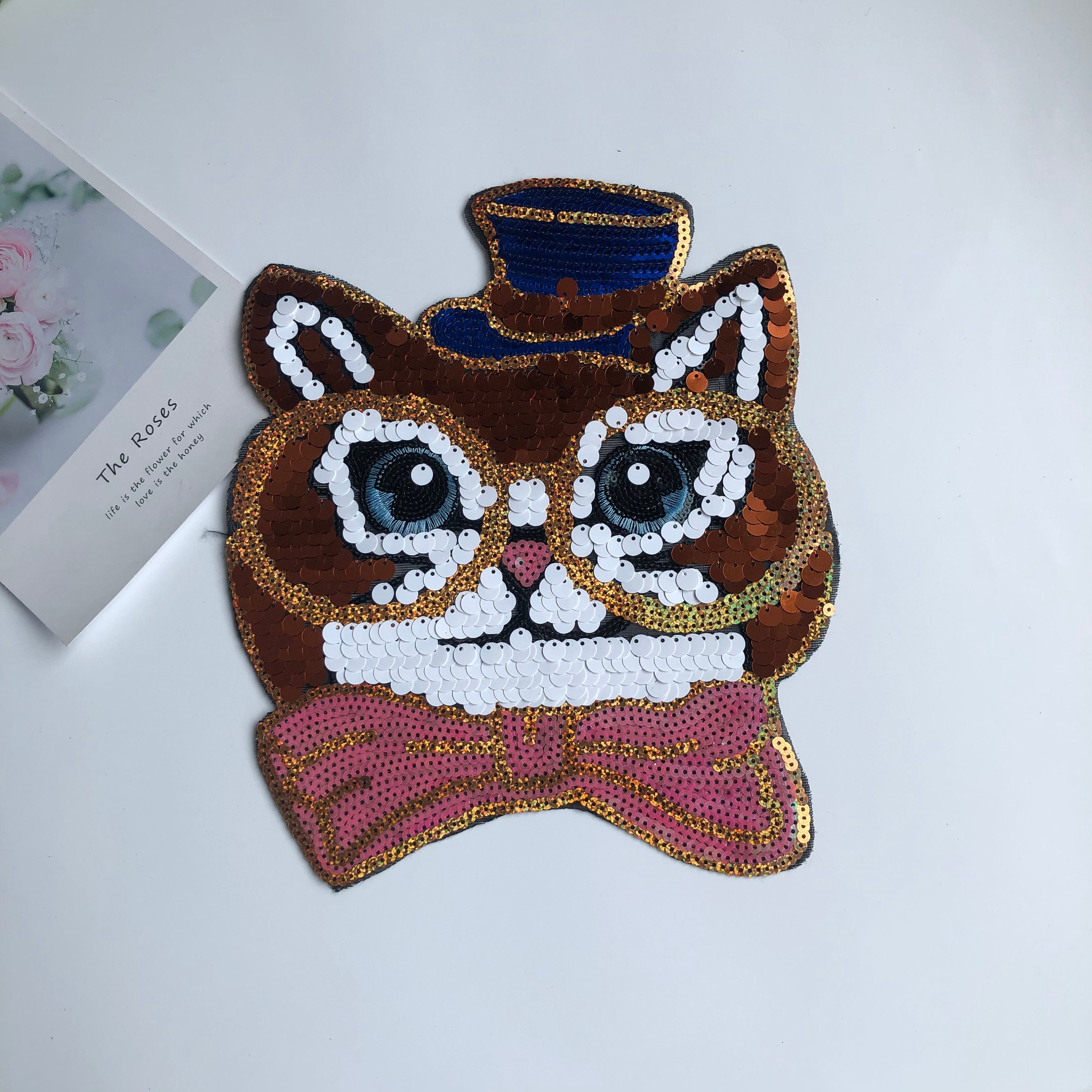 FEEPOP Cat Sequined Embroidered Sew on Patches for Clothes DIY Coat Sweater T Shirt Clothing Sequins Patch Applique