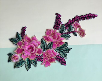 Peony Embroidery Applique Applique Garment Decorative Patch Vintage Embroidery Patch