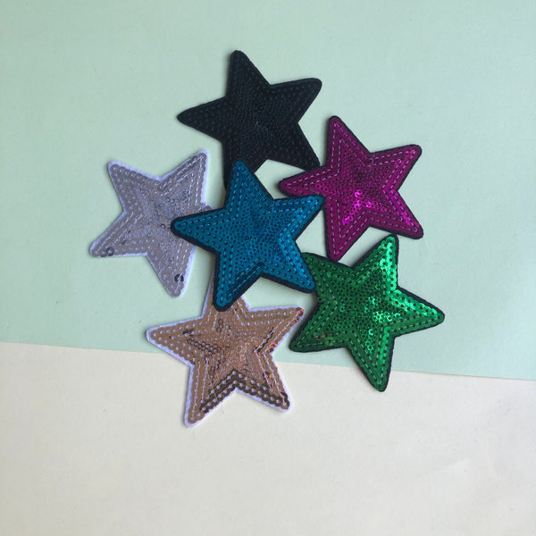 Star Multicolor Sequin Patch, Sequin Star Patch, Denim Jacket Backpack Jeans Patch