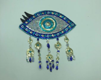 Eye Sequined Applique Patch,Paillette Patch,Sequins Eye Patch Supplies for Coat,T-Shirt,Jeans Decorative Appliques Patches