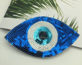 Eye sequin patch, sequin patch, blue eye sequin patch, T-shirt, clothing decoration decal patch,