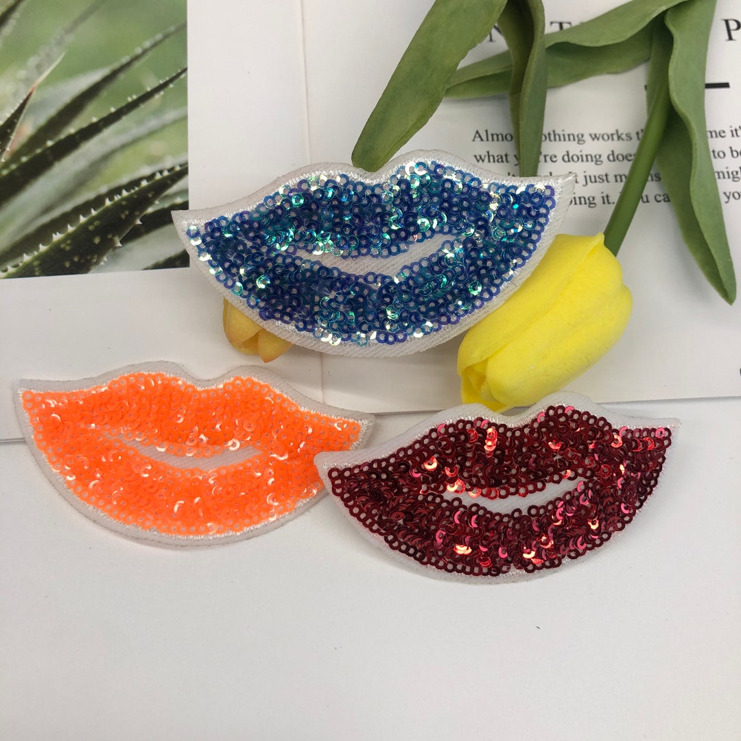 Small Lip Sticker/sequin Patch/jacket Patch/denim Patch/lip Gift/backpack Patch/ Etsy