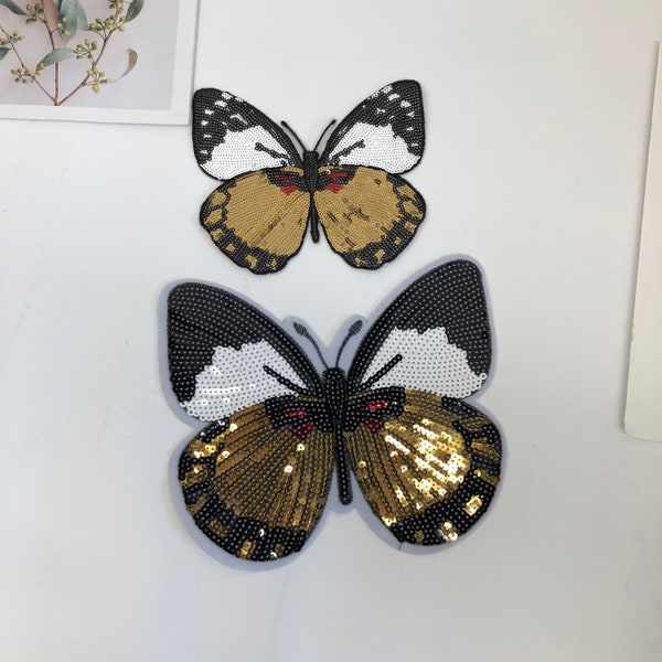 big sequin butterfly patch, sequin patch, sequin iron on butterfly patch, DIY jacket patch