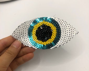 Eye Sequined Iron on Applique Patch,Paillette Patch,Sequins Eye Patch Supplies for Coat,T-Shirt,Costume Decorative Patches