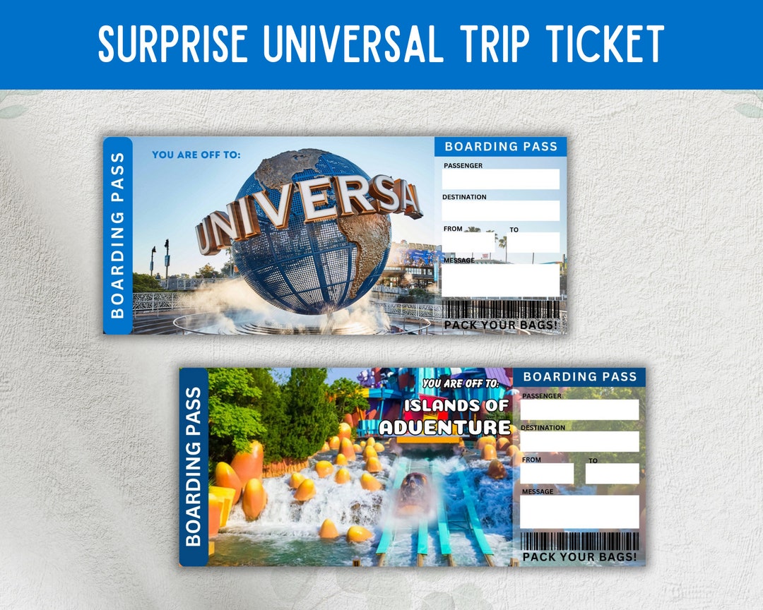 Editable Universal Surprise Trip Ticket Template, Boarding Pass Ticket ...