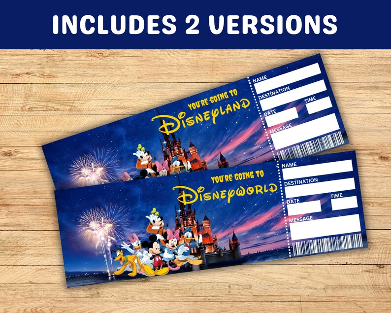 Disneyland Ticket Template, CANVA Editable Disneyworld Ticket ...