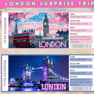 London Surprise Trip Ticket, London Trip Gift, Going To London, England Trip Ticket, London Flight Ticket, London Surprise Boarding Pass