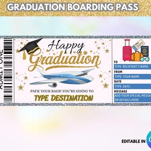 Abitur Bordkarte Ticket Vorlage, Abitur Geschenk Ticket, Überraschungsticket, Geschenke für Sie, Abitur Geschenk, Digital