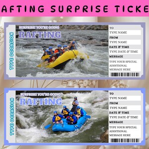 Rafting Surprise Trip Ticket,  Surprise Trip Ticket,  Surprise Trip Reveal,  Surprise Vacation,  Boarding Pass, Coupon Template, Gift Ticket