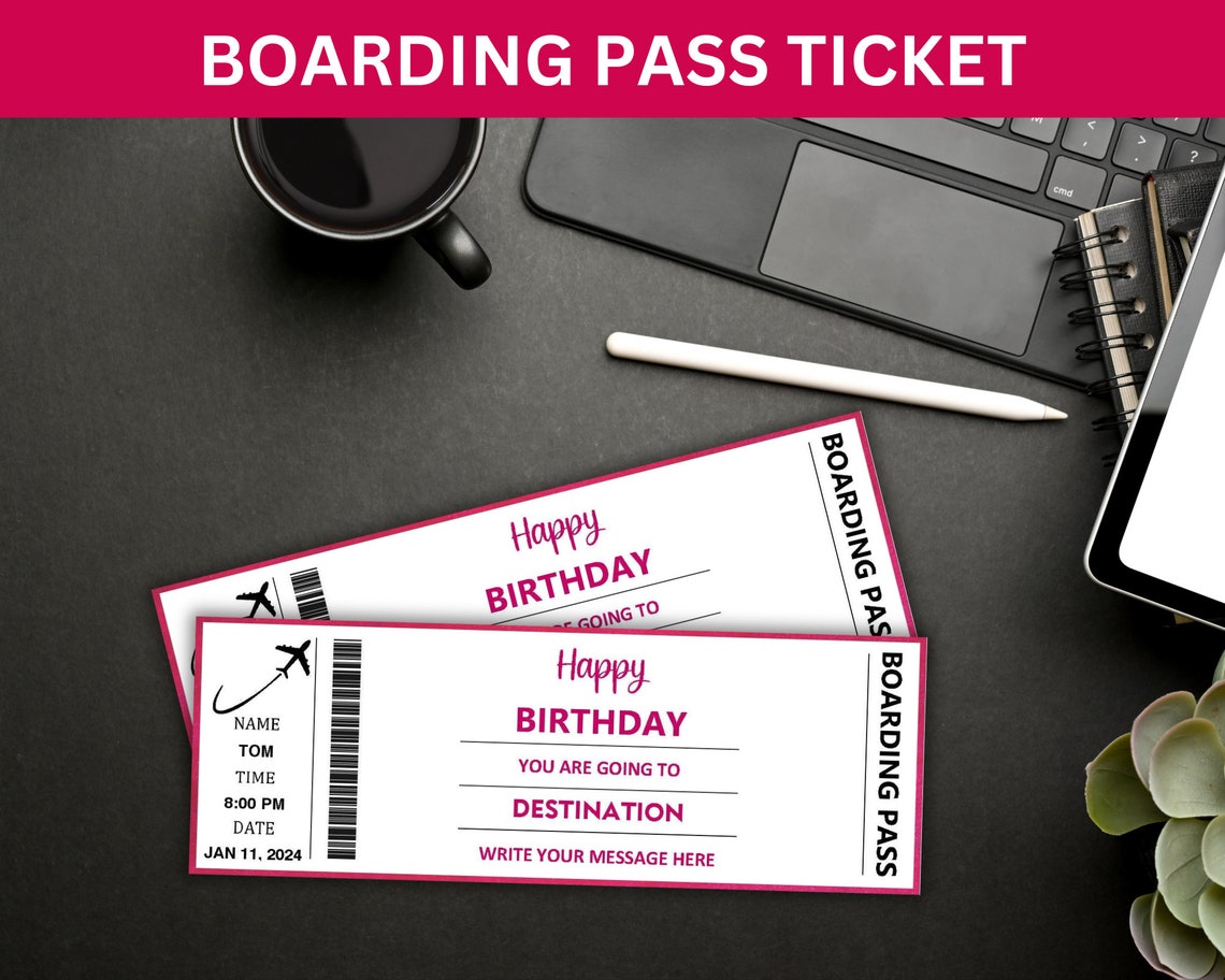 Editable Boarding Pass Template, Printable Airline Ticket, Boarding ...
