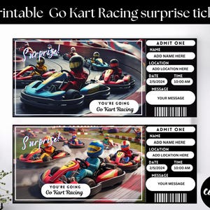 Go Kart Racing-verrassingscadeaubon, You're Going Go Kart Racing, activiteitencadeau, verrassingscadeau, bewerkbaar ticket, go-kartervaring