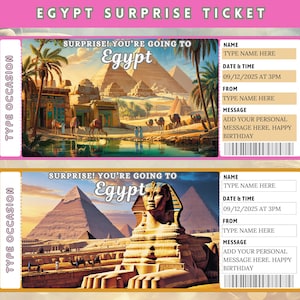Egypt Surprise Gift Ticket, Surprise Trip To Egypt, Surprise Boarding Pass Ticket Template, Egypt Trip  Travel Ticket,
