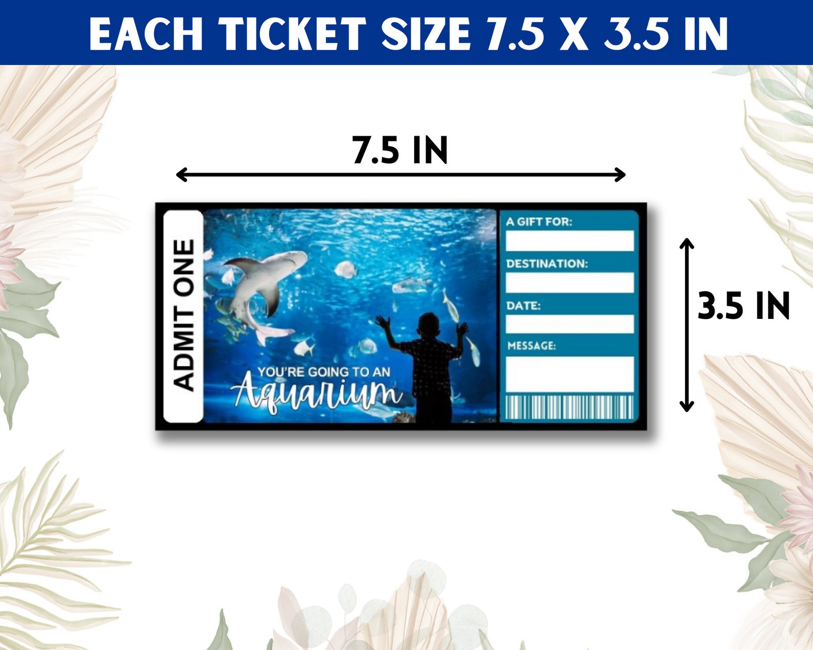 Editable Aquarium Surprise Ticket Template, Printable Gift Ticket ...