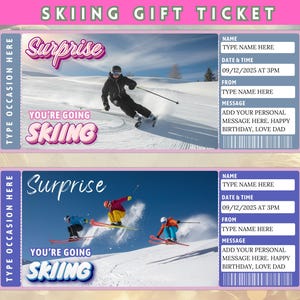 Billet cadeau surprise de ski, Billet de ski de fond, Billet de voyage de ski, Vous allez skier, Billet de ski imprimable, Voyage de ski surprise, Ski