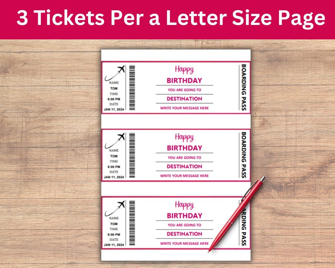 Editable Boarding Pass Template, Printable Airline Ticket, Boarding ...