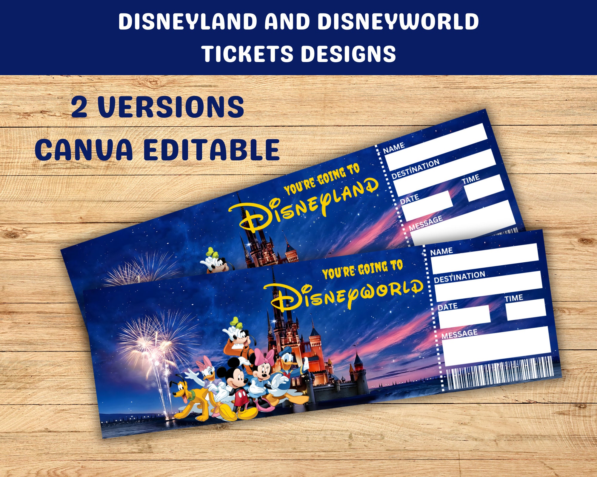 Disneyland Ticket Template, CANVA Editable Disneyworld Ticket Disneyland Ticket Template, CANVA Editable Disneyworld Ticket