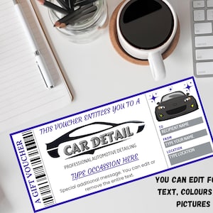 Editable Car Detailing Gift Certificate, Car Detailing Surprise Coupon Template, Printable Car ...