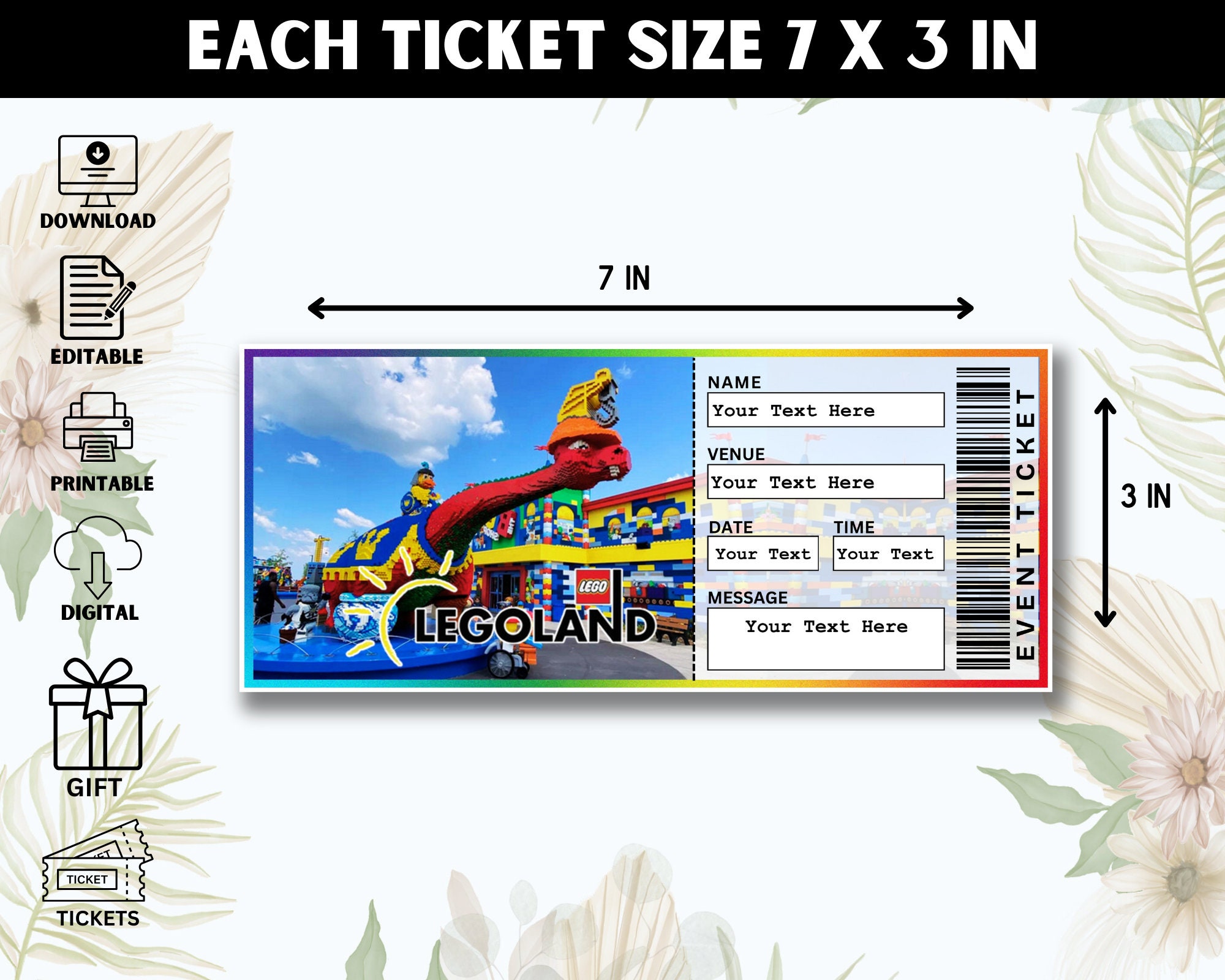 Printable LEGOLAND Theme Park Surprise Ticket Template, Vacation Trip ...
