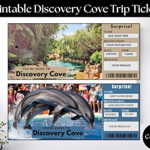 Überraschung Entdeckung Cove Reise enthüllen Geschenkkarte, Überraschungsgeschenkkarte, druckbare Urlaubskarte Sea World, Freizeitparkkarte zum Verschenken