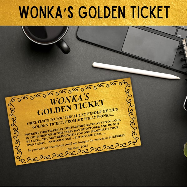 Wonka's Golden Ticket Template, Editable Ticket, Event Ticket, Golden Birthday Ticket, Ticket Template, Gift For Him, Instant Download