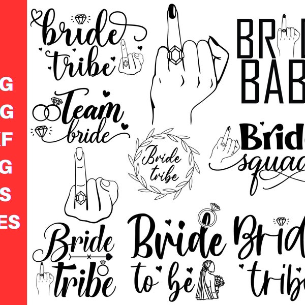 Bride Squad Svg, Bridal Shower Svg, Bachelorette Svg, Svg Files For Cricut, Engagement Ring Svg, Wedding Finger Svg, Wedding Svg Bundle