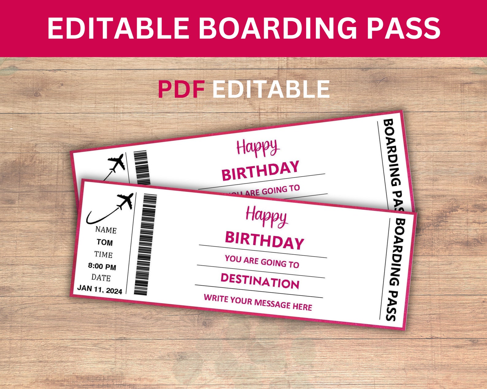 Editable Boarding Pass Template, Printable Airline Ticket, Boarding ...