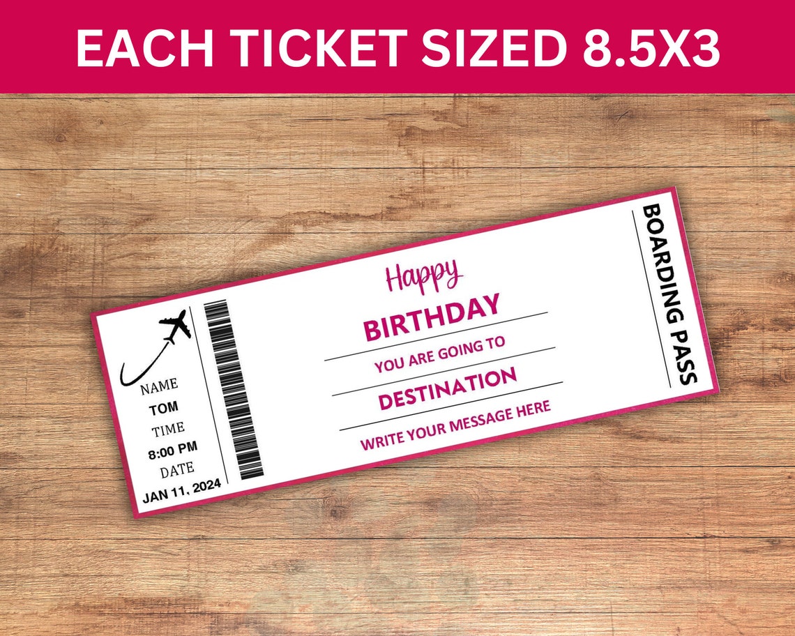 Editable Boarding Pass Template, Printable Airline Ticket, Boarding ...