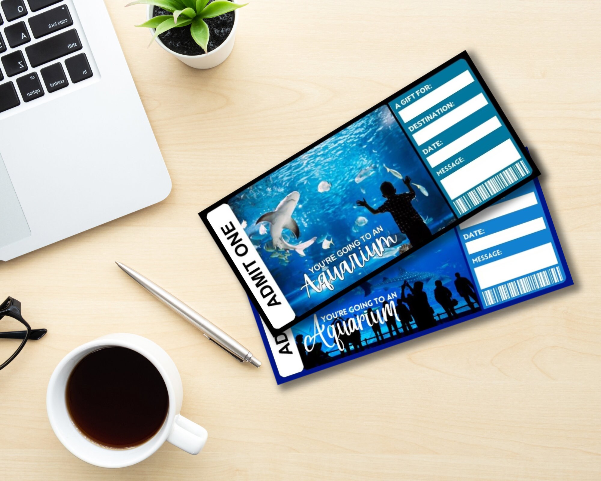 Editable Aquarium Surprise Ticket Template, Printable Gift Ticket ...