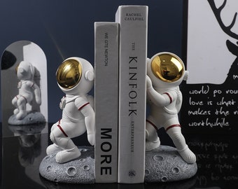 Astronaut Bookends for heavy Books, Unique Modern Design Decorative Bookend, Book Support Office Decor, Desktop Organiser Sculpture