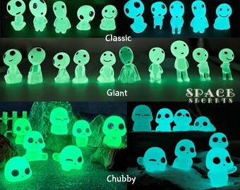 Hars Kodama, Glow in the Dark Tree Spirits (10st), Elf Ghost Fairy Garden Miniatuurbeeldjes, Gloeiend Aliens-schepsel in verschillende grootte